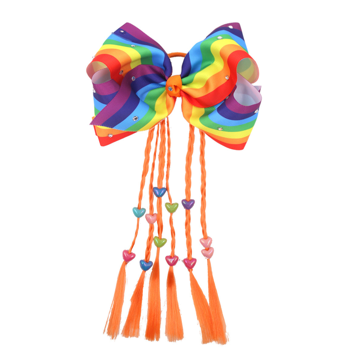 Venta al por mayor Rainbow Colors Twist Braid Bow Hair Ties